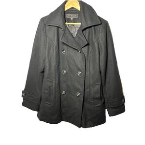 Giacca Women's Pea Coat Black Wool Blend Size Large